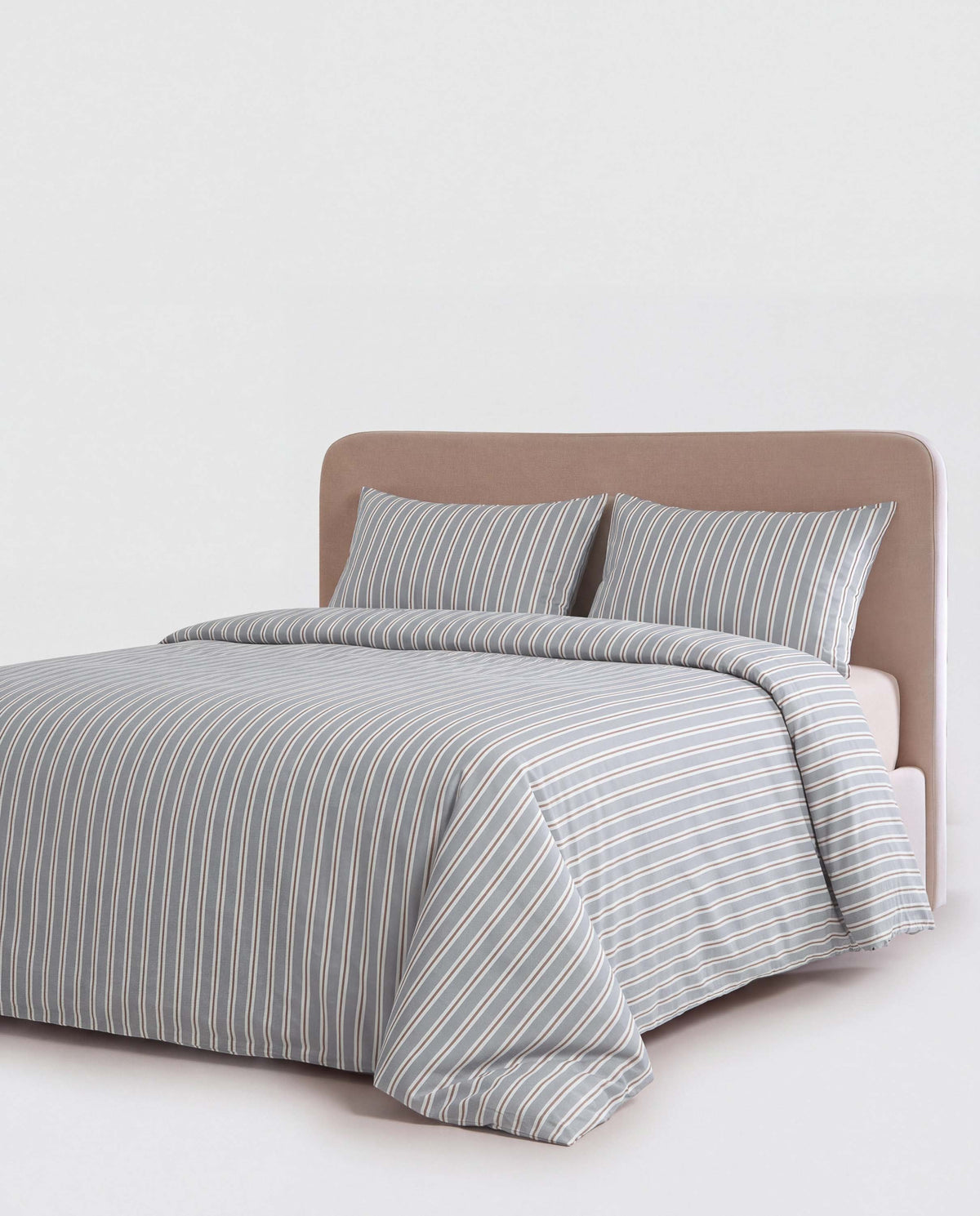 housse de couette en coton bleu-gris