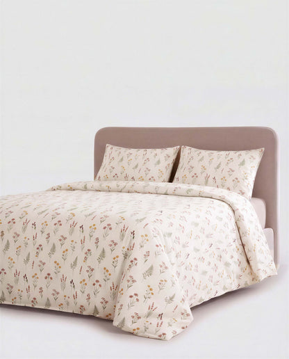 Funda nórdica algodón botanical crema