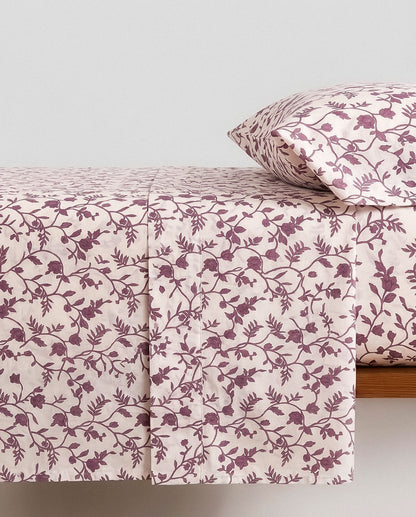 Ensemble de draps en coton Helena mauve/rose