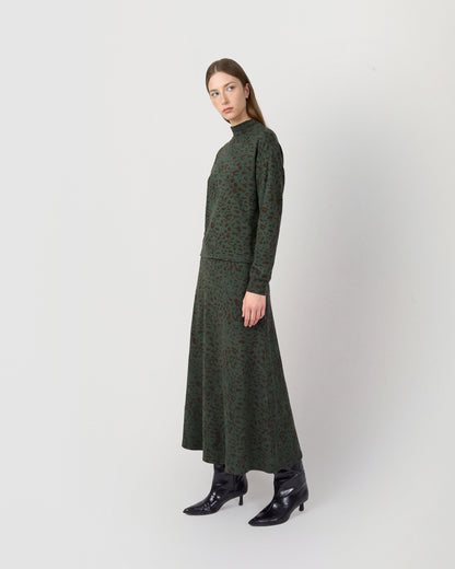 Falda midi viscosa evasé soft velia verde