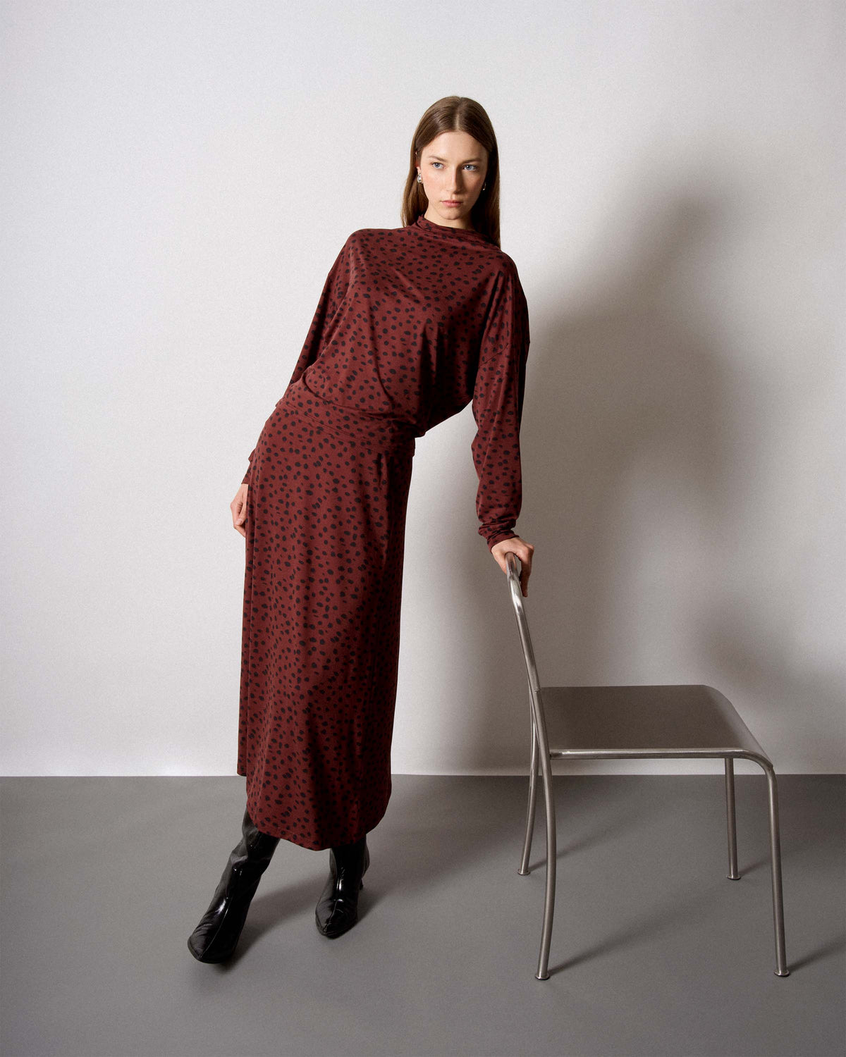 Ensemble jupe top soft amara bordeaux