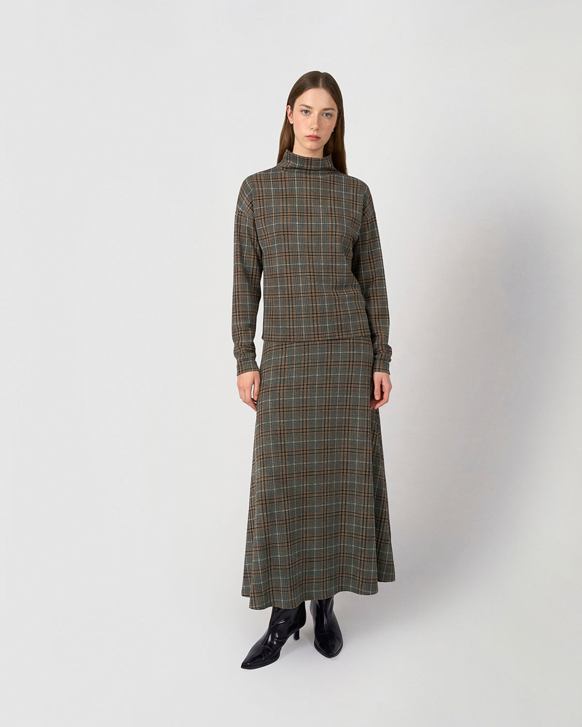 Top drappeggiato soft cuadro promo marrone