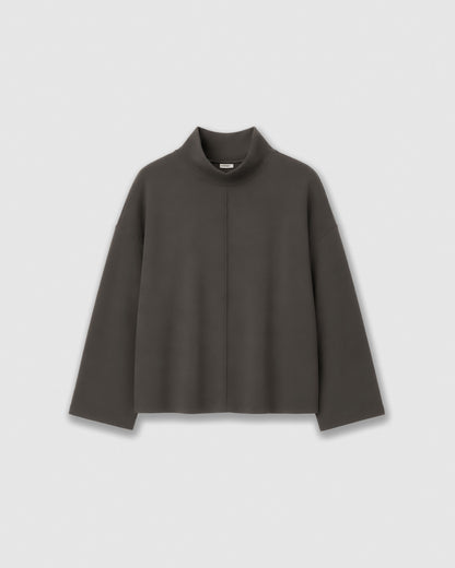 Top manga larga costura gris marengo