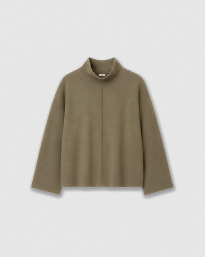 Top a maniche lunghe cucitura verde caccia
