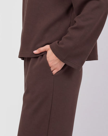 Pantalón largo fluido liso tinto