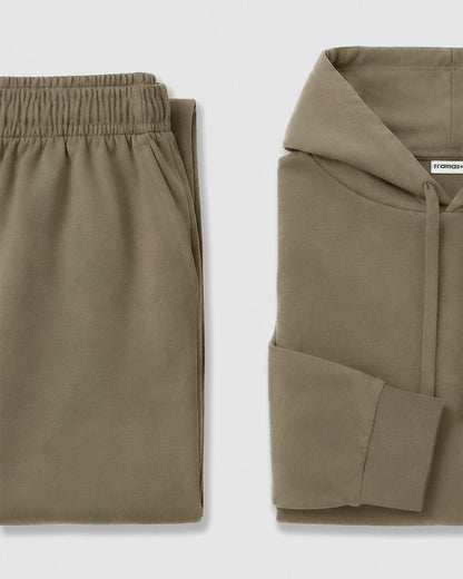 Set capuz jogger liso verde caça