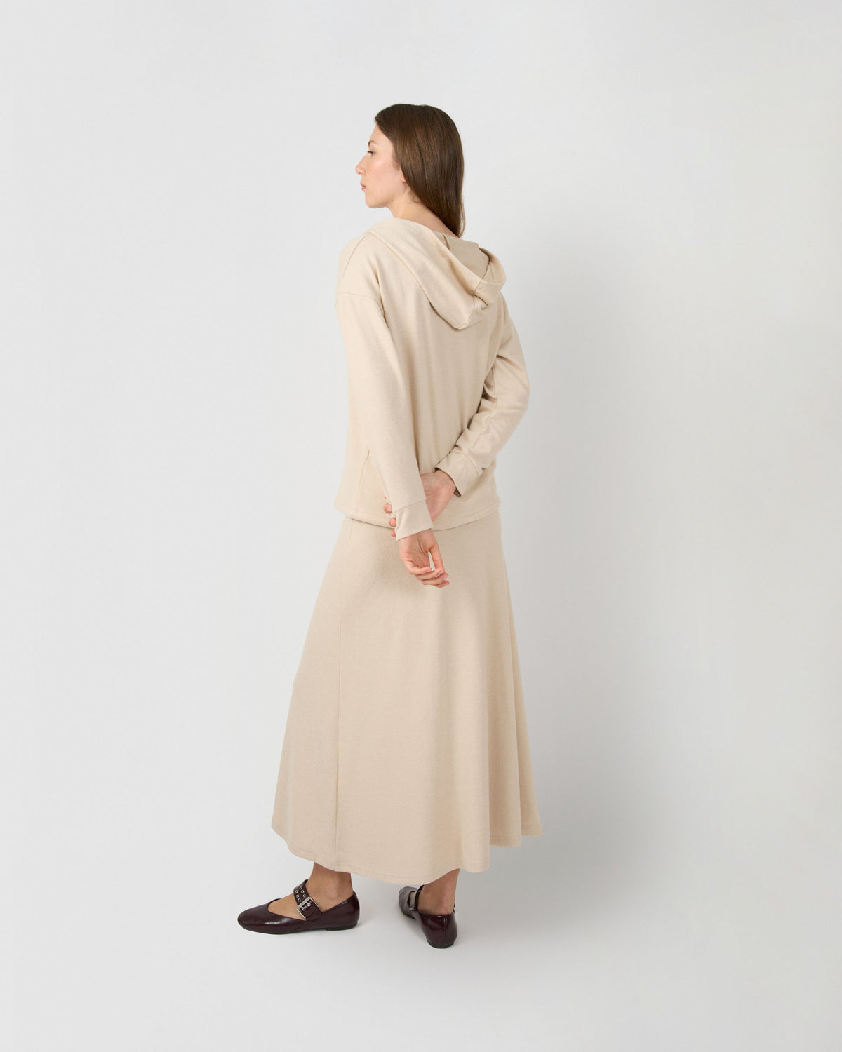 Set sudadera falda angorina beige