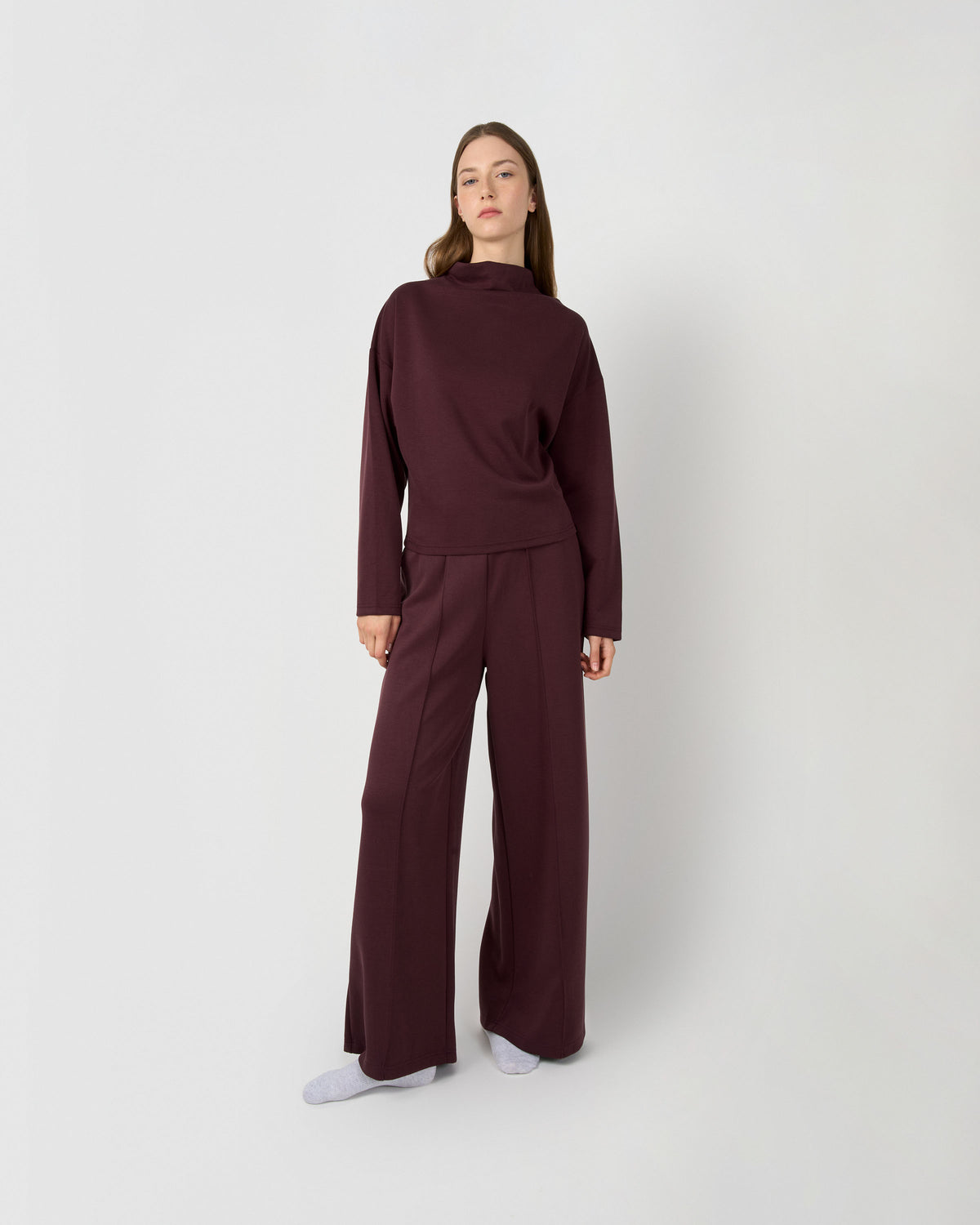 Set drapeado pinza liso tinto