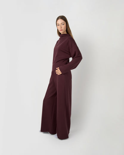Set drapeado pinza liso tinto