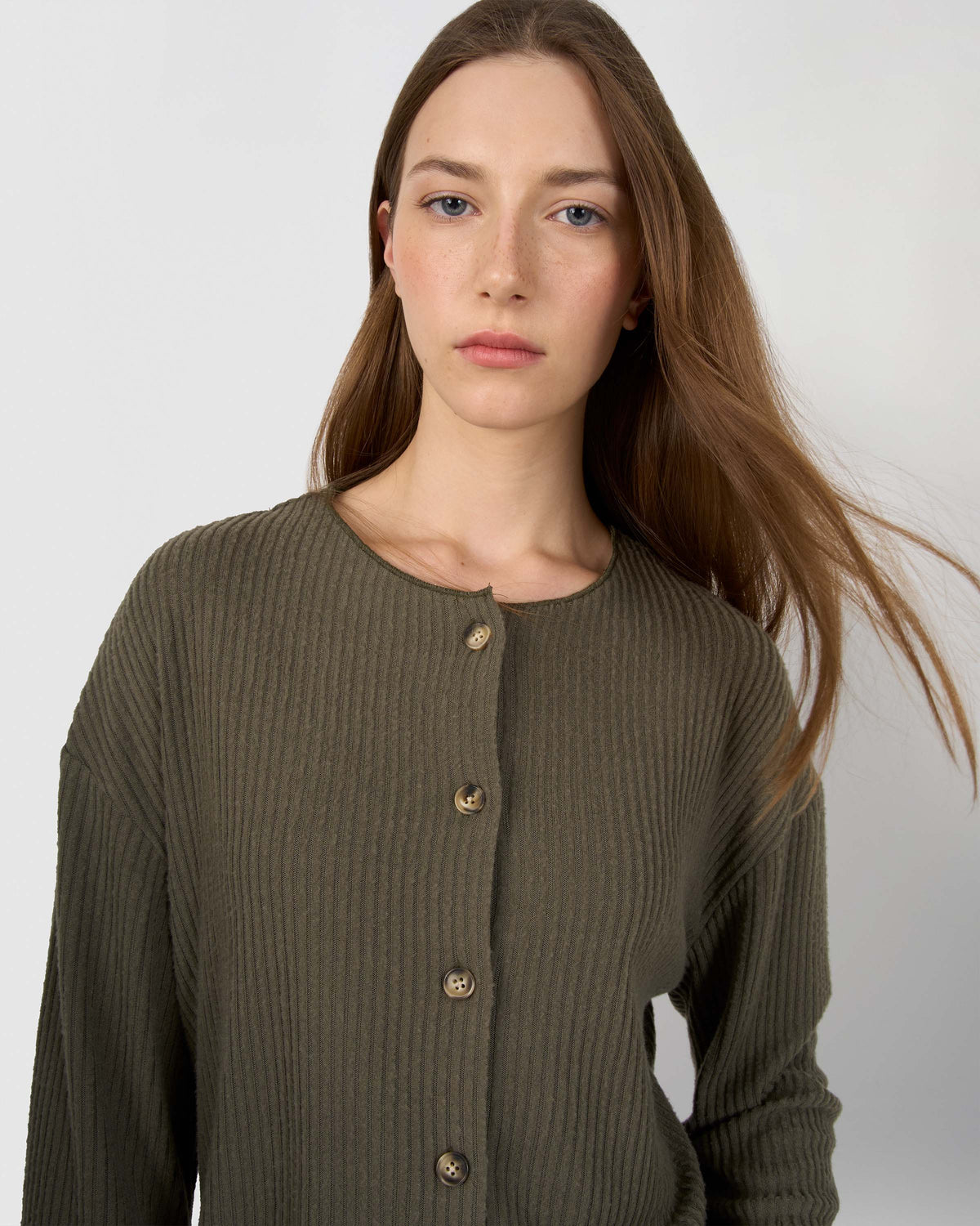 Set rebeca falda evasé canalé liso verde