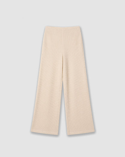 Set jersey pantalón canalé liso beige