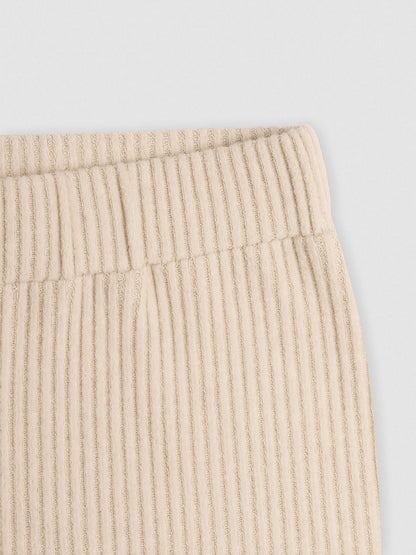 Set jersey pantalón canalé liso beige