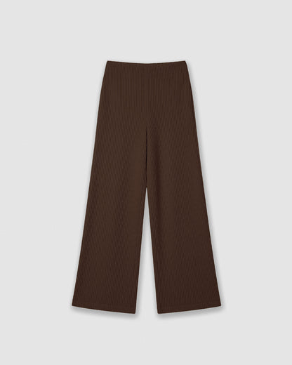 Set jersey pantalón canalé liso chocolate