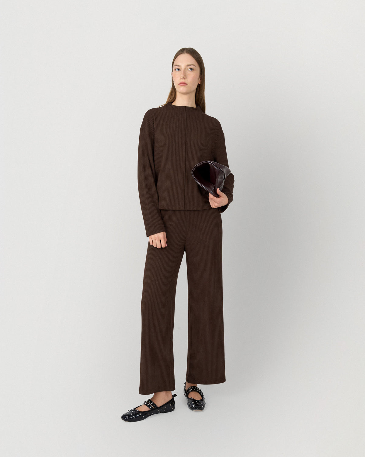 Set jersey pantalón canalé chocolate