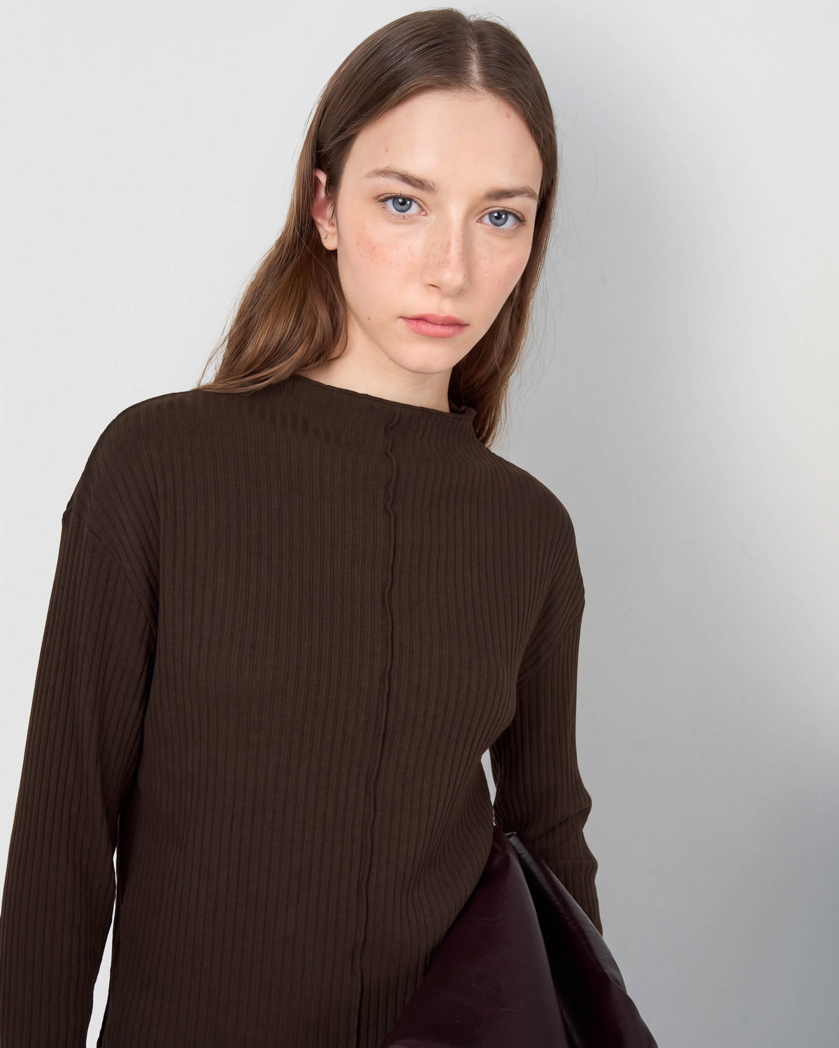 Pull couture côtelé chocolat