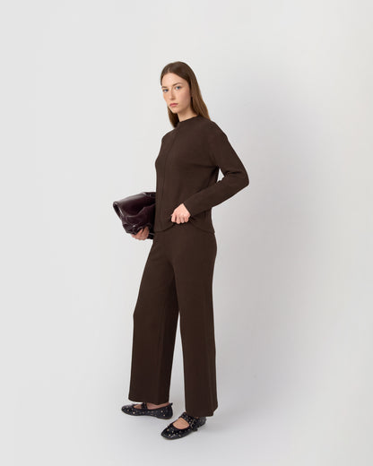Set jersey pantalón canalé chocolate
