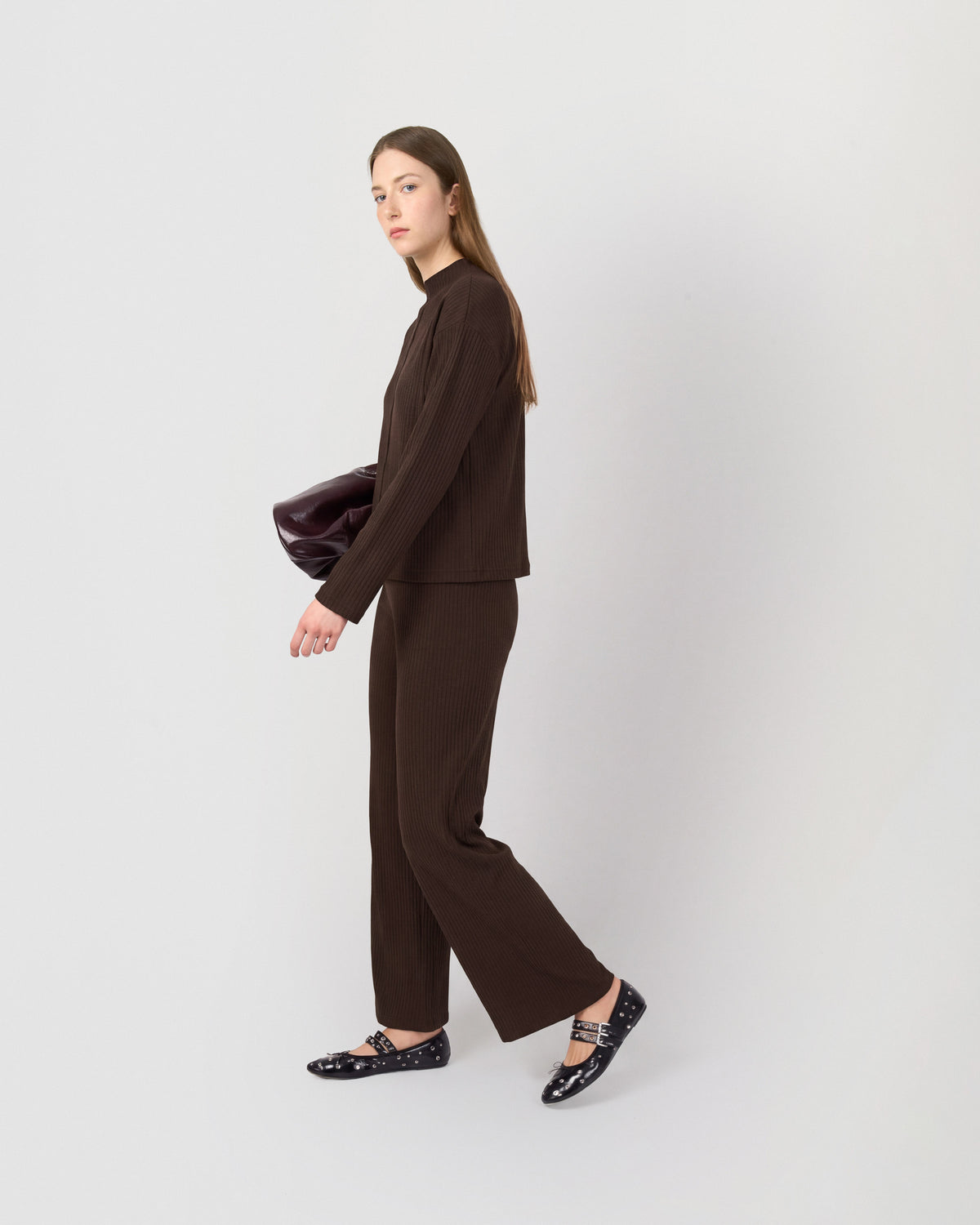Set jersey pantalón canalé chocolate