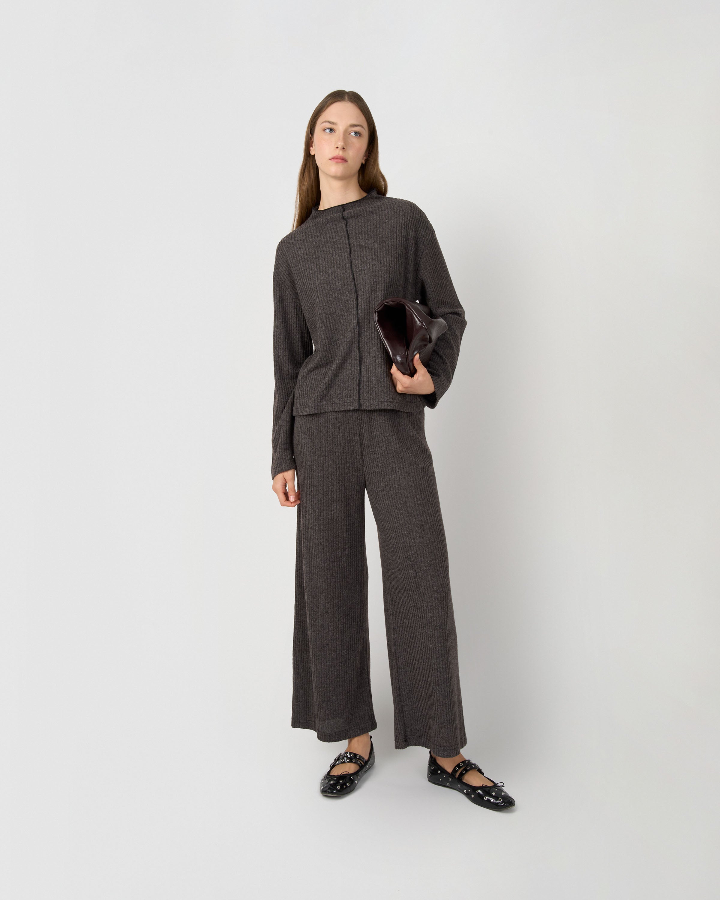 Set jersey pantalón canalé liso gris marengo