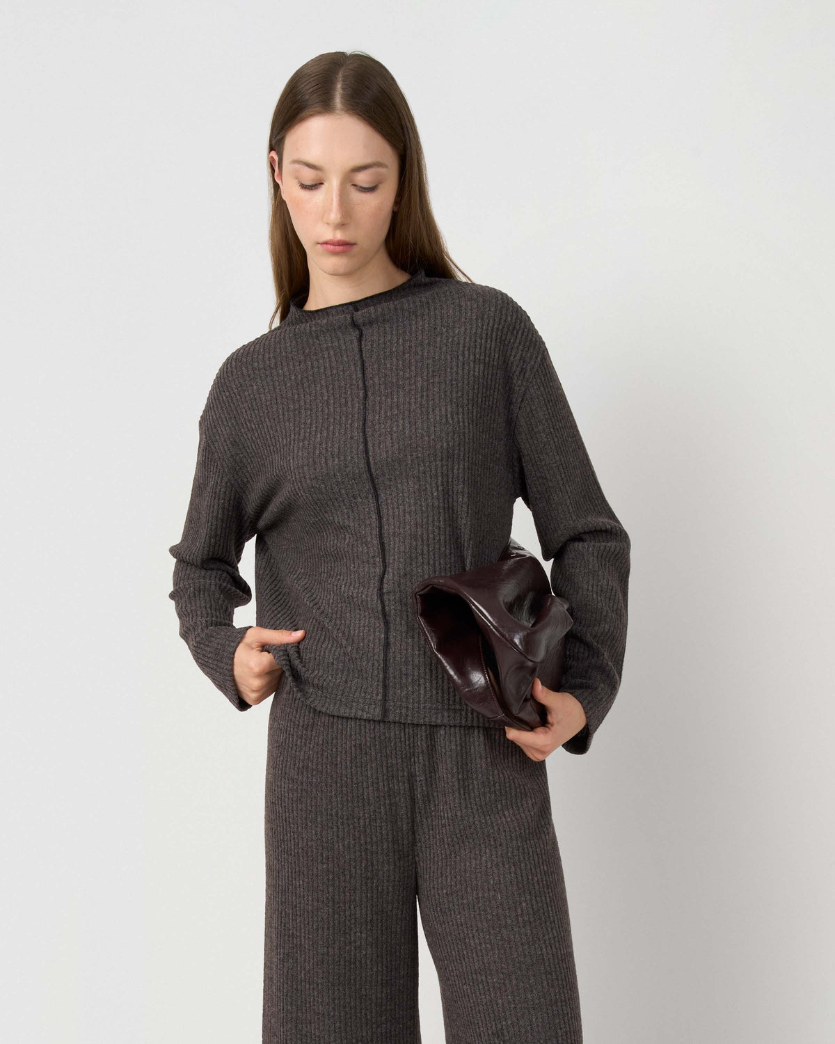 Set jersey pantalón canalé liso gris marengo