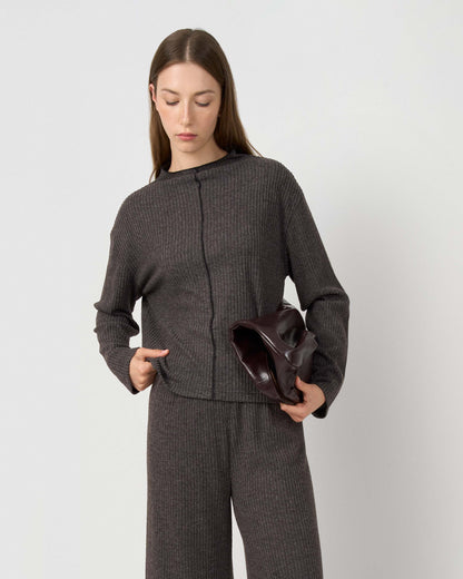 Set jersey pantalón canalé liso gris marengo