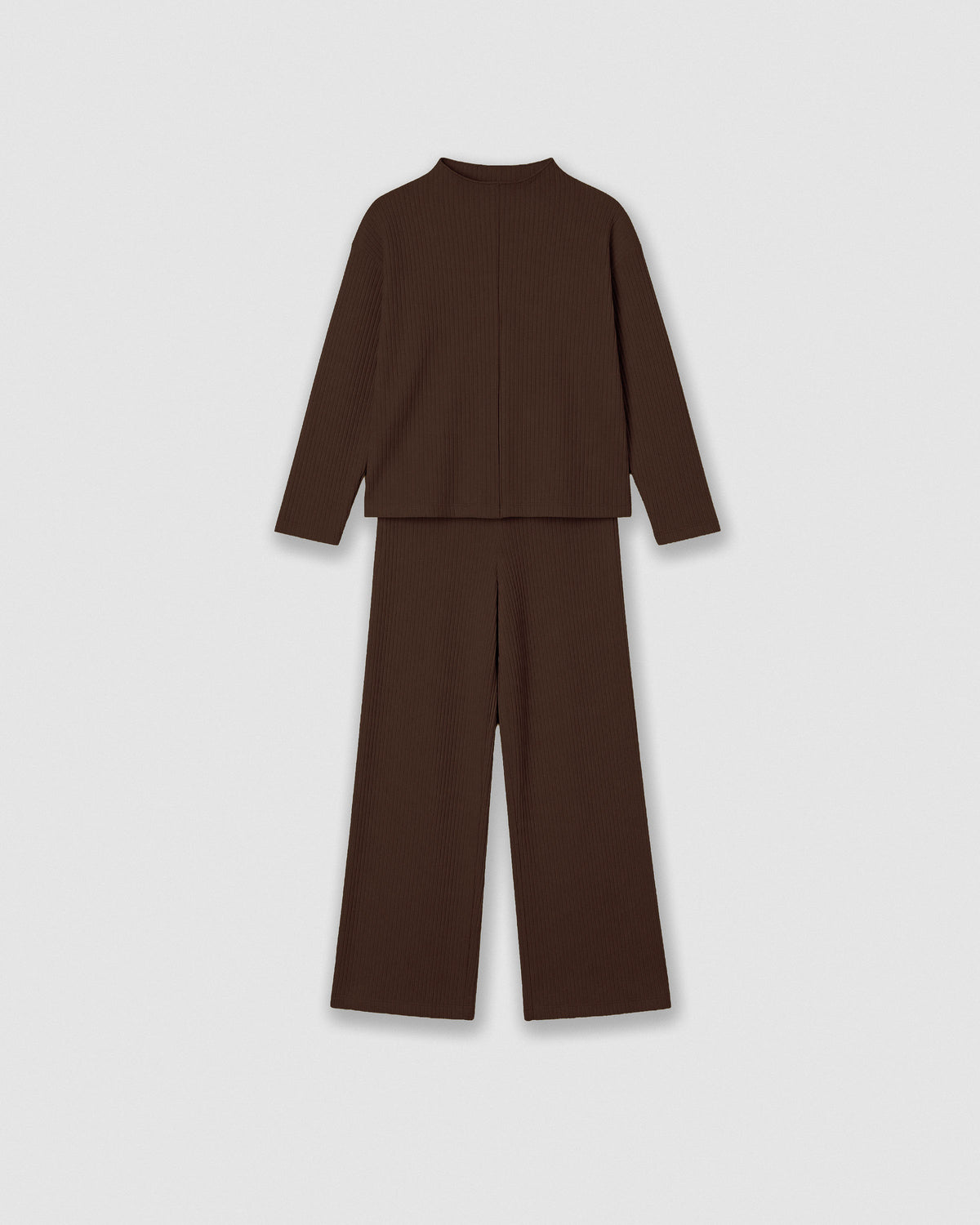 Set jersey pantalón rib canalé chocolate