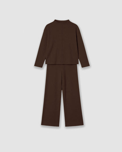 Set jersey pantalón rib canalé chocolate