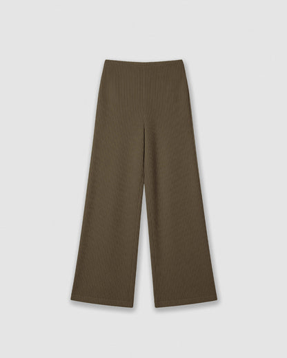 Ribbed sweater and trousers set green