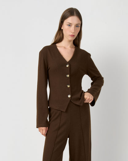 Set chaqueta pantalón angorina chocolate