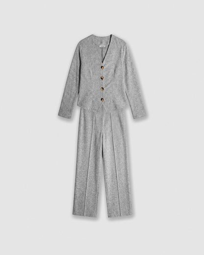 Set chaqueta pantalón angorina gris claro