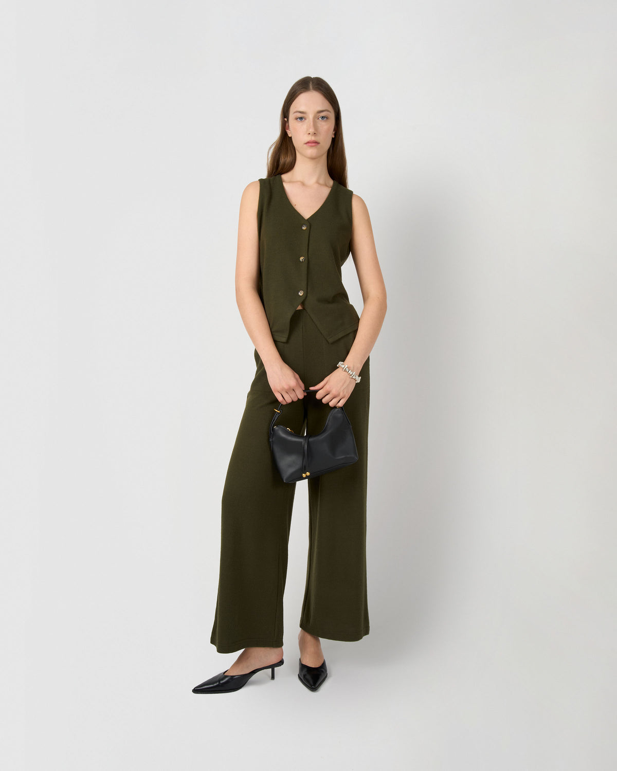 Set chaleco pantalón angorina verde