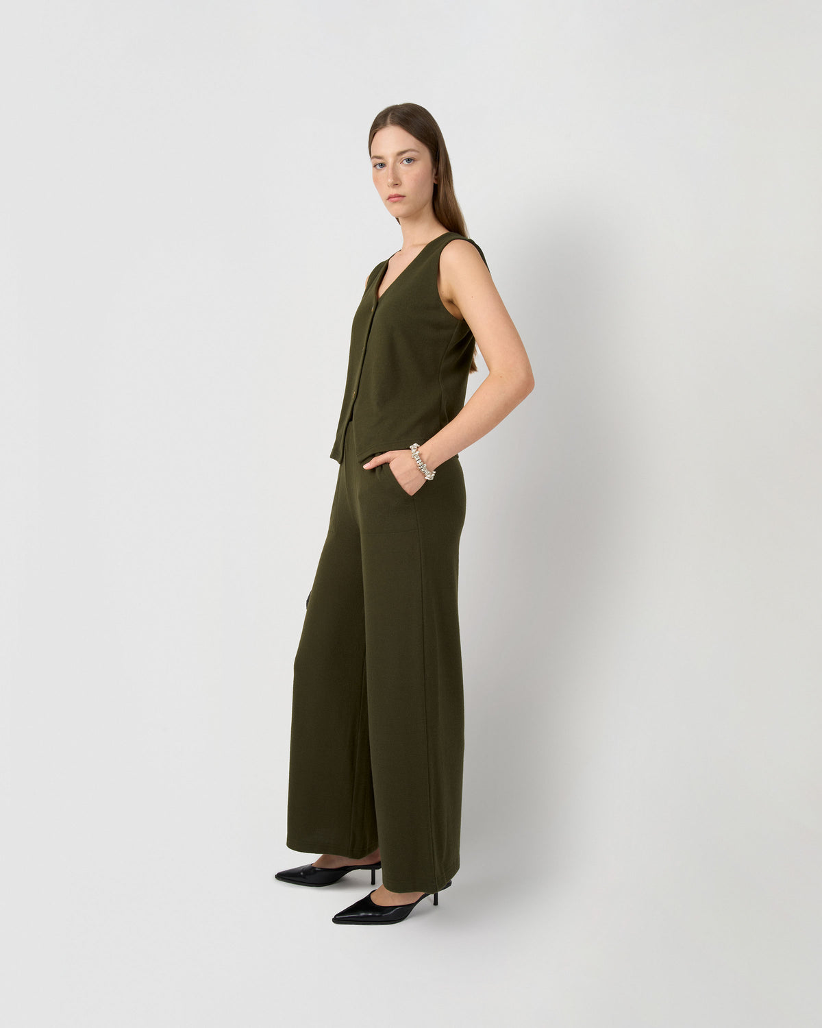 Set chaleco pantalón angorina verde