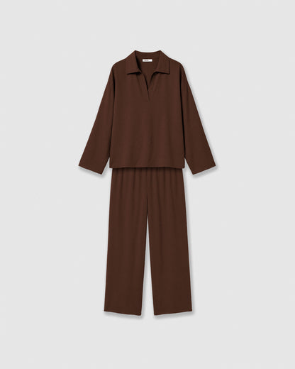 Set blusa pantalón liso marrón