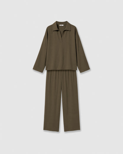 Set blusa pantalón liso verde