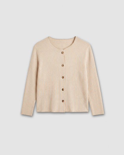 Rebeca botón canalé lisa beige