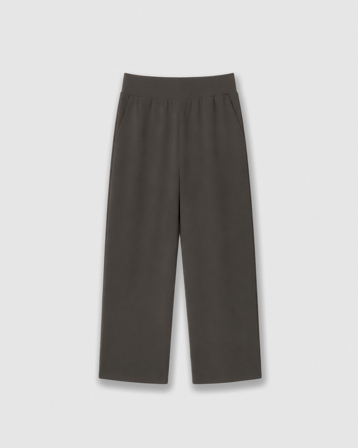 Pantalón largo fluido liso gris marengo