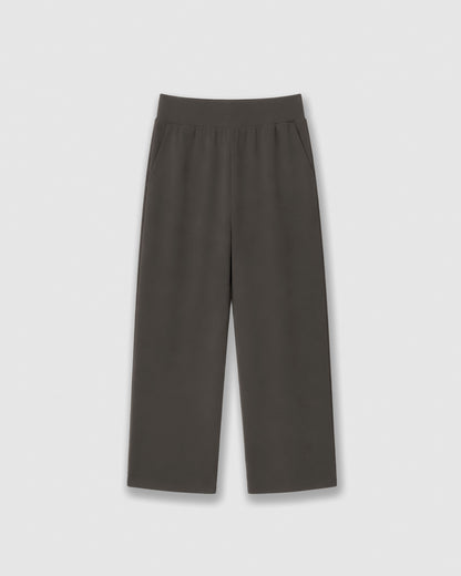 Pantalón largo fluido liso gris marengo