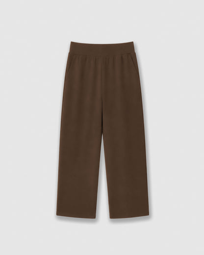 Pantalón largo fluido liso marrón