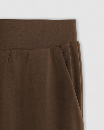 Pantalón largo fluido liso marrón