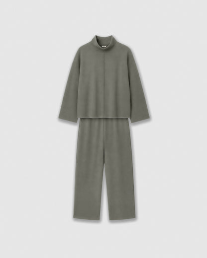 Pantaloni lunghi fluidi lisci blu acqua