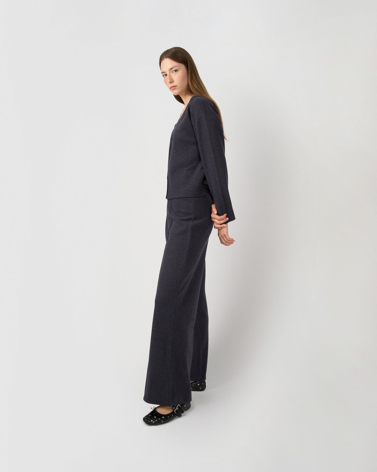 Pantalón largo pinza paño azul marino