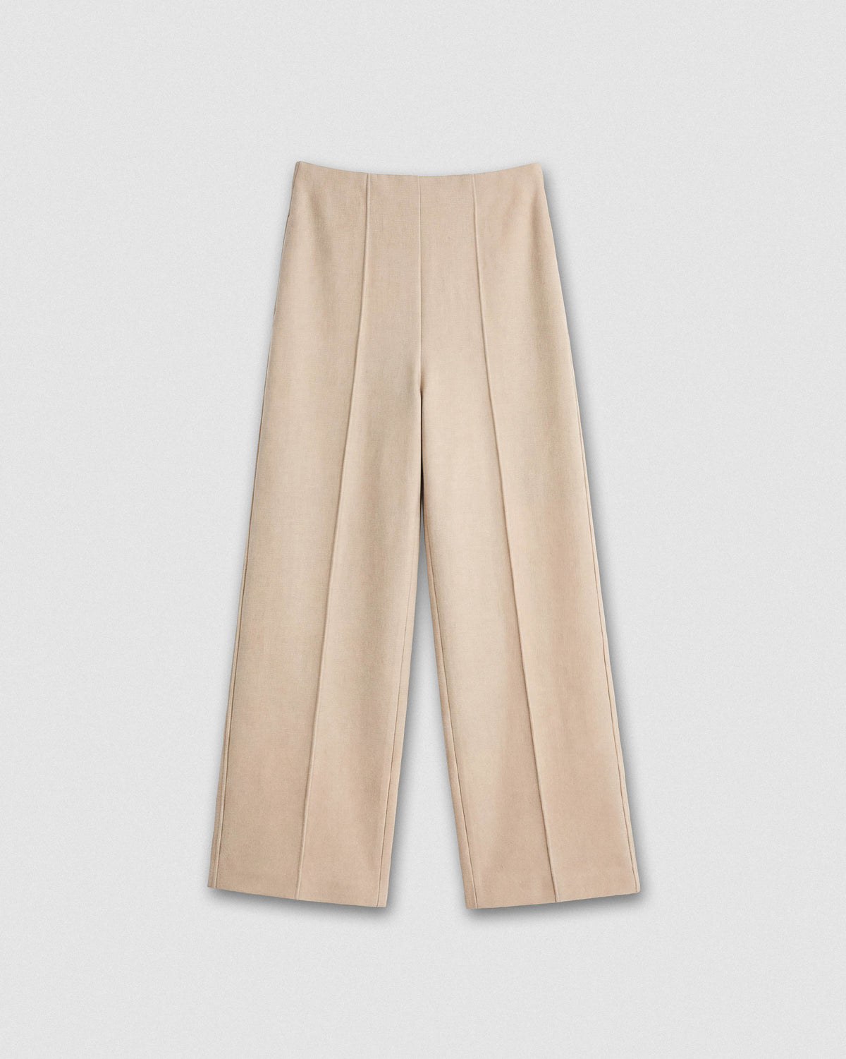 Pantalón largo pinza paño beige