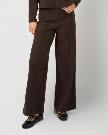 Pantalón largo pinza paño marrón