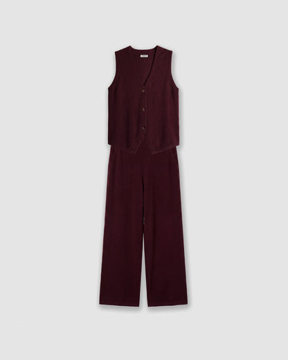 Pantalón largo angorina liso burdeos