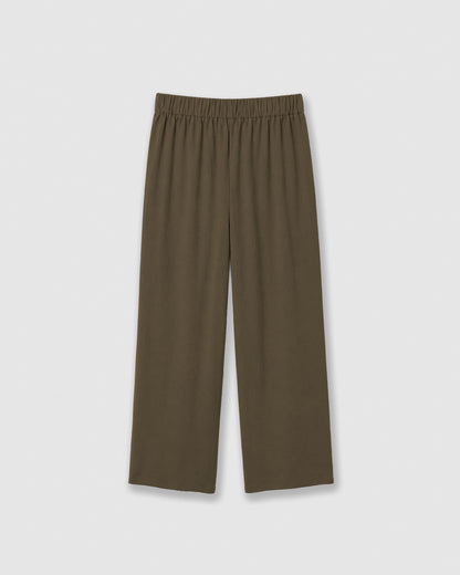 Pantalone lungo ampio a tinta unita verde