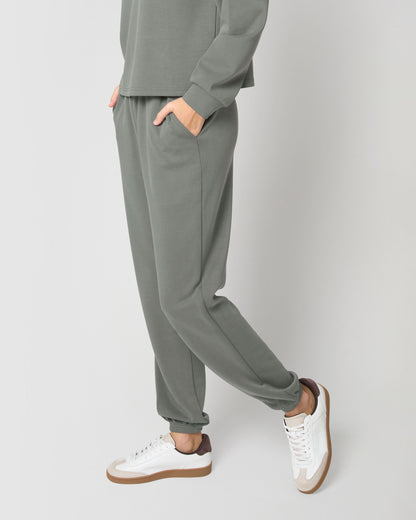 Pantaloni jogger fluidi lisci blu acqua