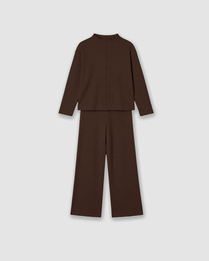 Pantalón cropped canalé chocolate