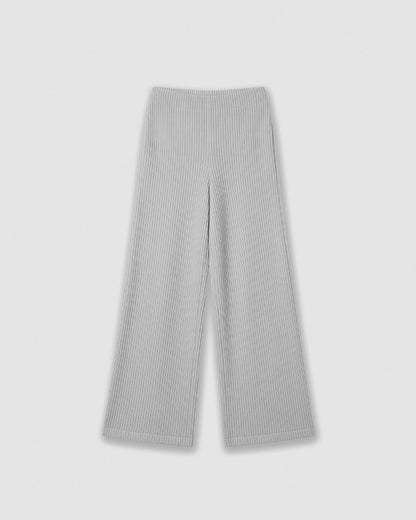 Pantalón cropped canalé gris claro