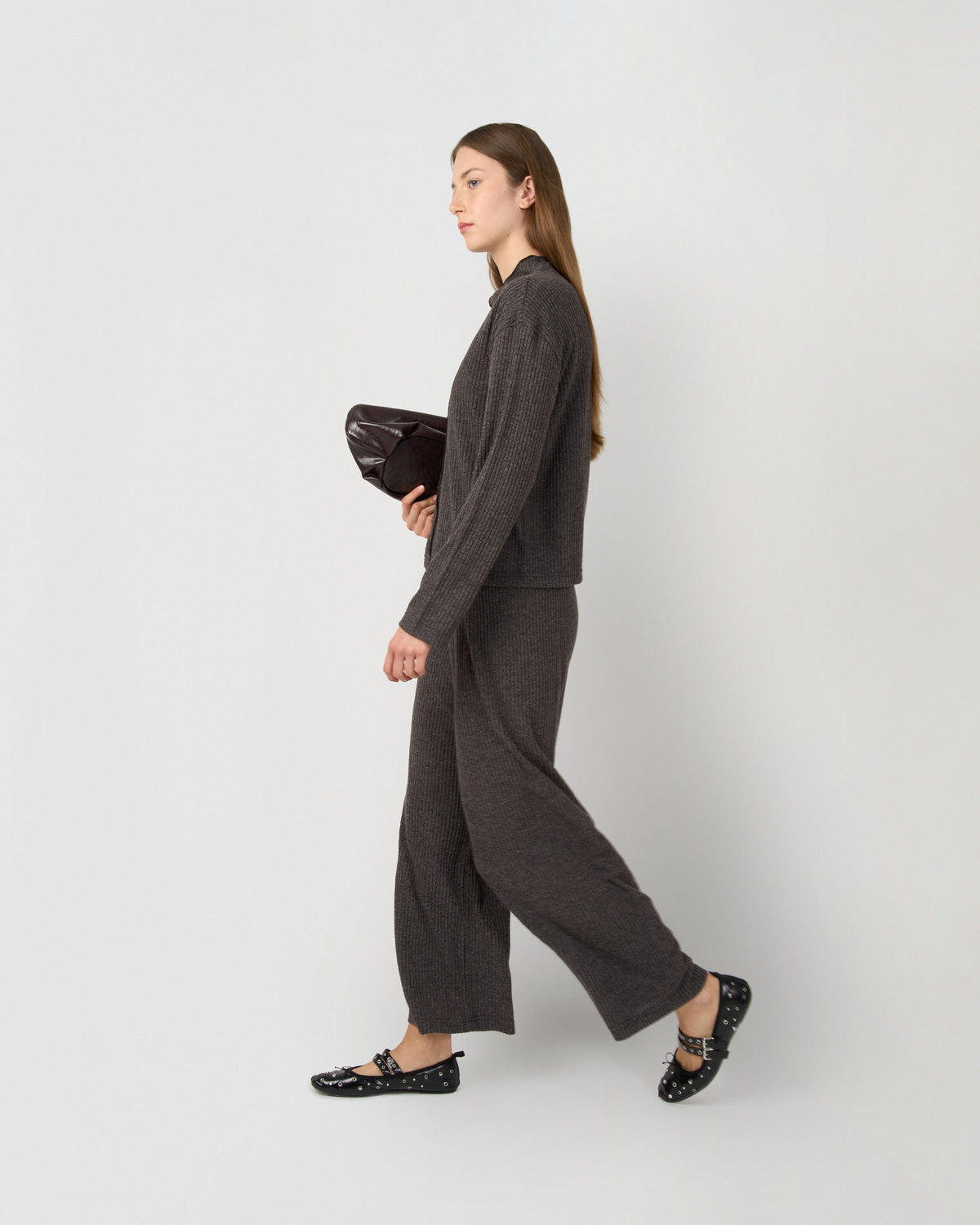 Pantaloni cropped a coste grigio marengo