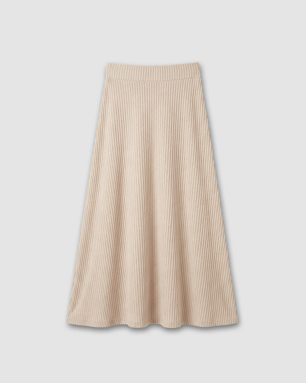Falda midi viscosa evasé canalé beige