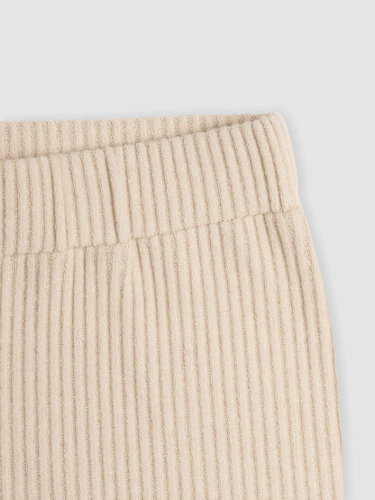 Falda midi viscosa evasé canalé beige